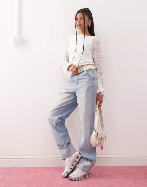 Reclaimed Vintage long sleeve lace top in white, 2 of 4