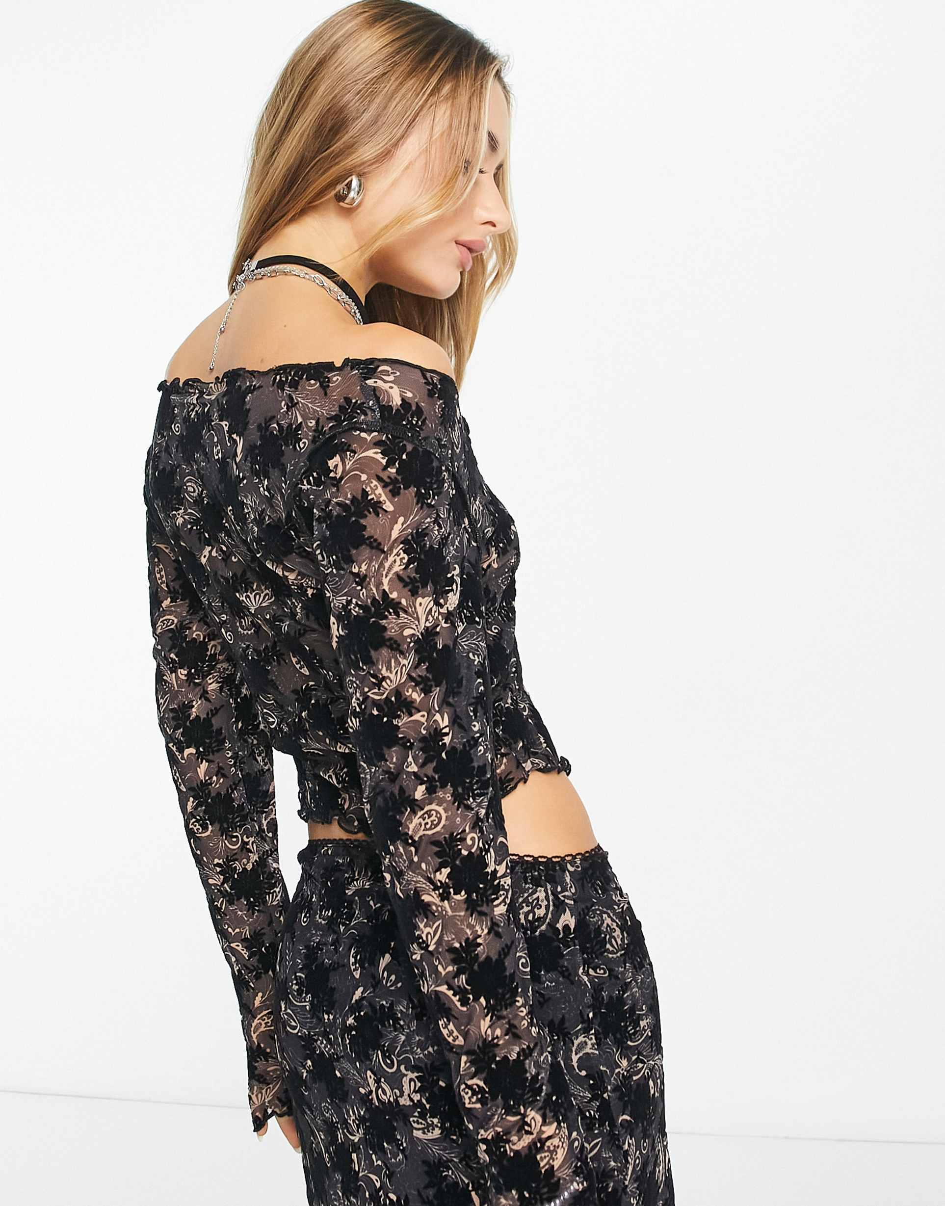 Reclaimed Vintage long sleeve mesh burnout grunge top view 3