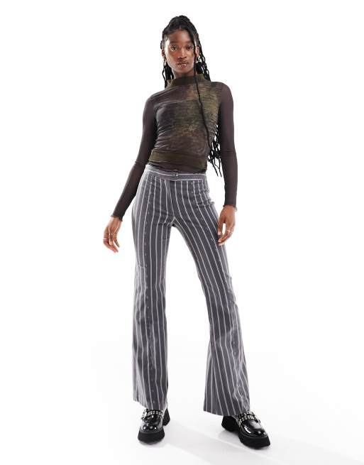 Mesh striped trousers shop