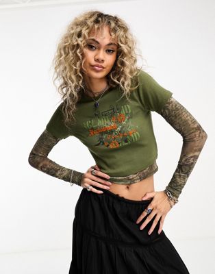 Reclaimed Vintage extreme cropped top with long sleeves
