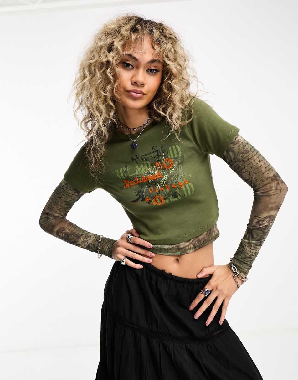 Reclaimed Vintage long sleeve shrunken double layer tee