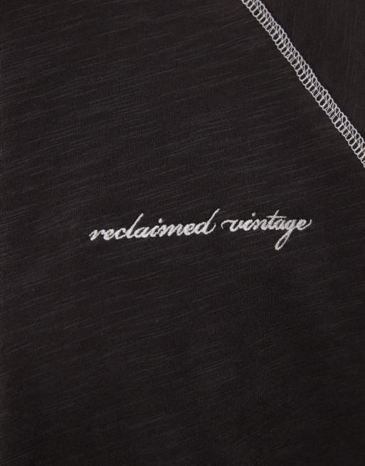 Reclaimed Vintage long sleeve slub t-shirt in charcoal, 3 of 4