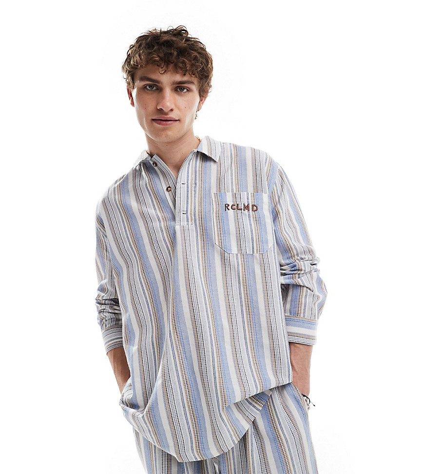 Reclaimed Vintage long sleeve stripe shirt in blue co-ord