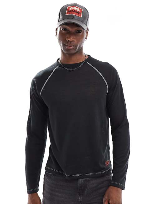 Round Neck Contrast Stitching Long Sleeve T-Shirt Round Neck Contrast Stitching Long Sleeve T-Shirt