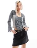 [Reclaimed Vintage] Reclaimed Vintage long sleeve top in mixed blue checks 8 blue