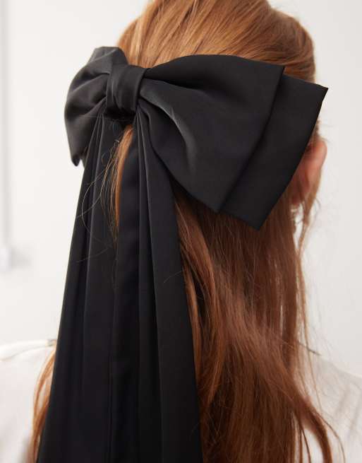 Reclaimed Vintage longer length hair bow in black, 2 of 4