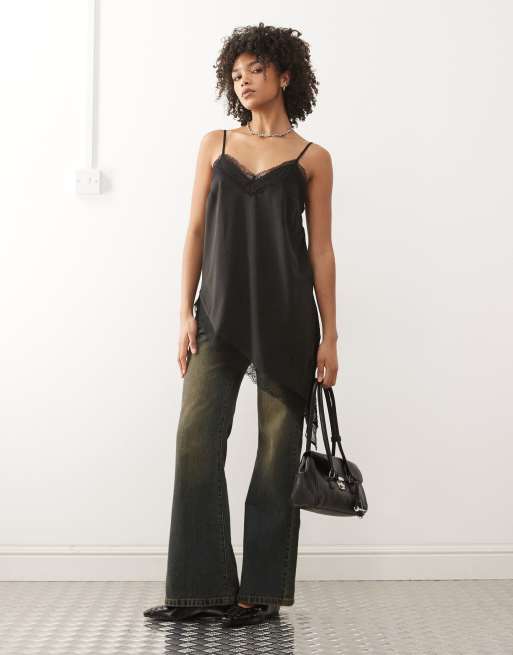 Reclaimed Vintage longline layering cami top with asymmetric hem