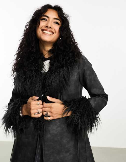 Wet look faux fur coat new arrivals