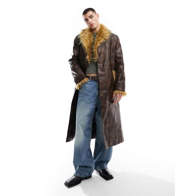 【Ameri】RAFFINE FAKE LEATHER TRENCH COAT AMERI VINTAGE | snap account | . RAFFINE FAKE LEATHER TRENCH