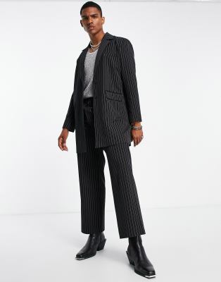 Reclaimed Vintage Longline Pinstripe Blazer Part Of A Setblack ModeSens