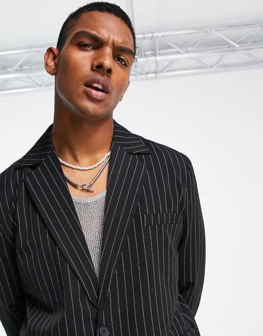 Reclaimed Vintage longline pinstripe blazer part of a set