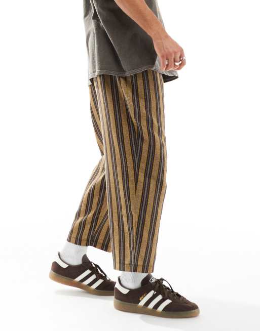 Reclaimed Vintage loose wide leg cropped pull on pants in stripe, 4 of 5