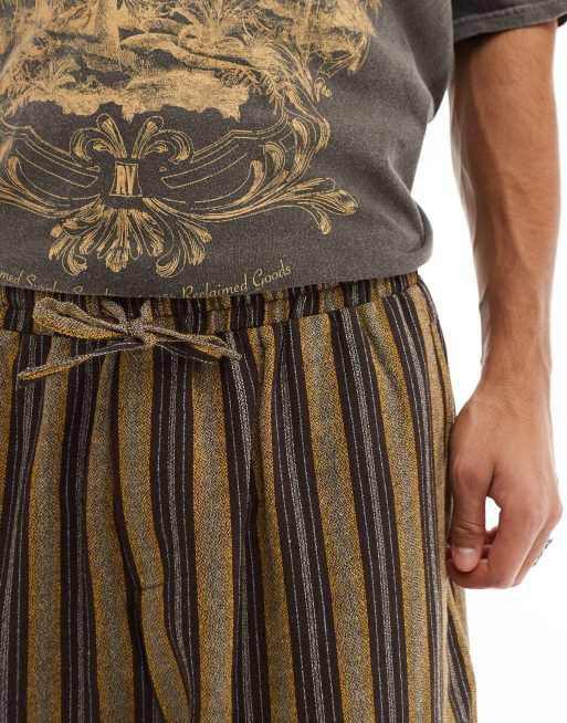 Reclaimed Vintage loose wide leg cropped pull on pants in stripe, 5 of 5