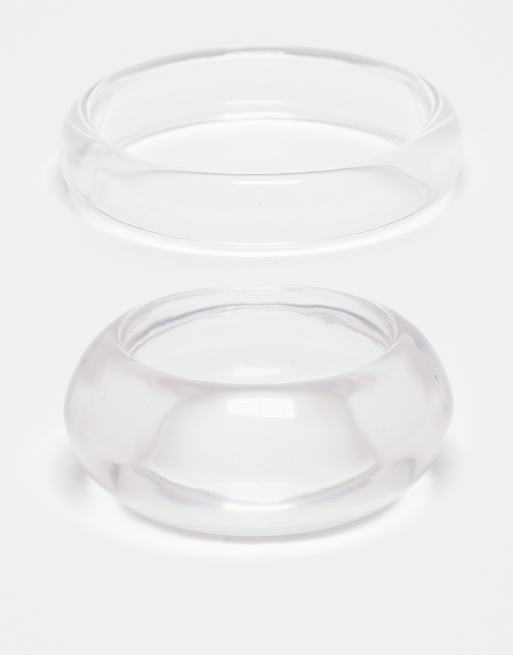Reclaimed Vintage - Lot de 2 bracelets joncs transparents