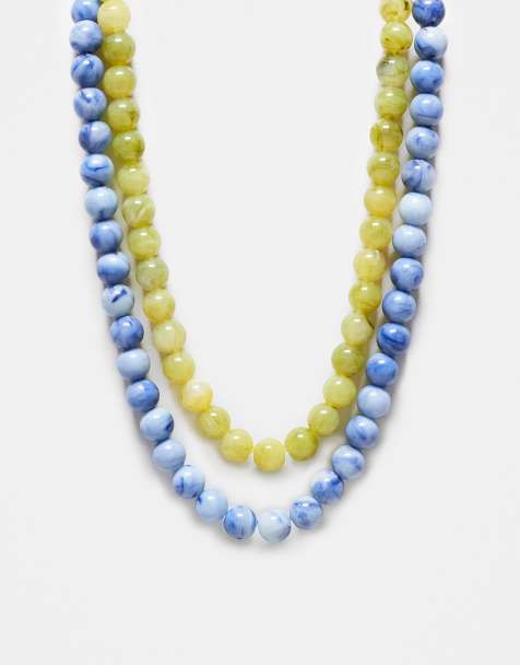 Reclaimed Vintage - Lot de 2 colliers de perles unisexes - Vert et bleu - view 1