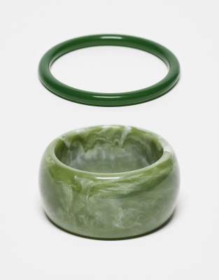 Reclaimed Vintage - Lot de 2 joncs - Vert