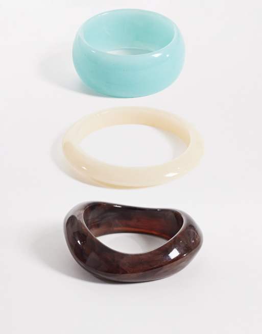 Reclaimed Vintage - Lot de bracelets joncs - Turquoise