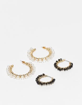 Reclaimed Vintage beaded hoop pack  - ASOS Price Checker