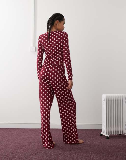 Reclaimed Vintage lounge pants in polka dot (part of a set), 3 of 5