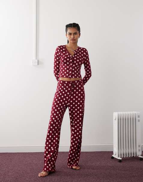 Reclaimed Vintage lounge trouser co-ord in polka dot - view 1