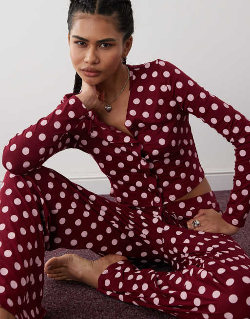 Reclaimed Vintage - Loungebroek in stippenprint, deel van co-ord set, 5 van 5