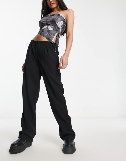 Weekday Angel ruched detail pants in black