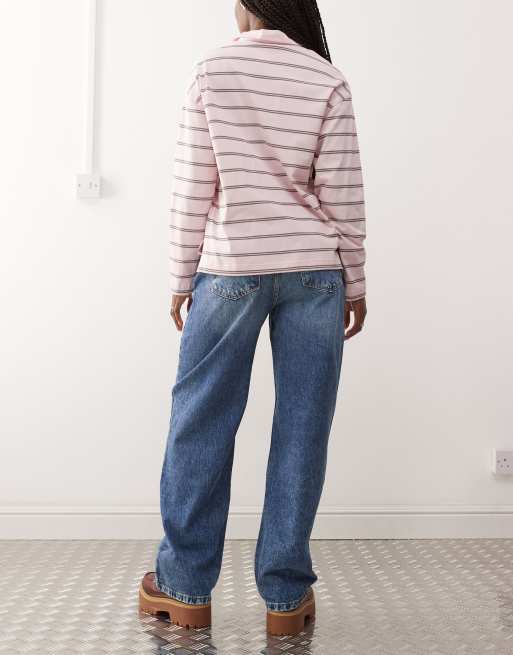 Reclaimed Vintage low rise baggy jean in mid blue wash