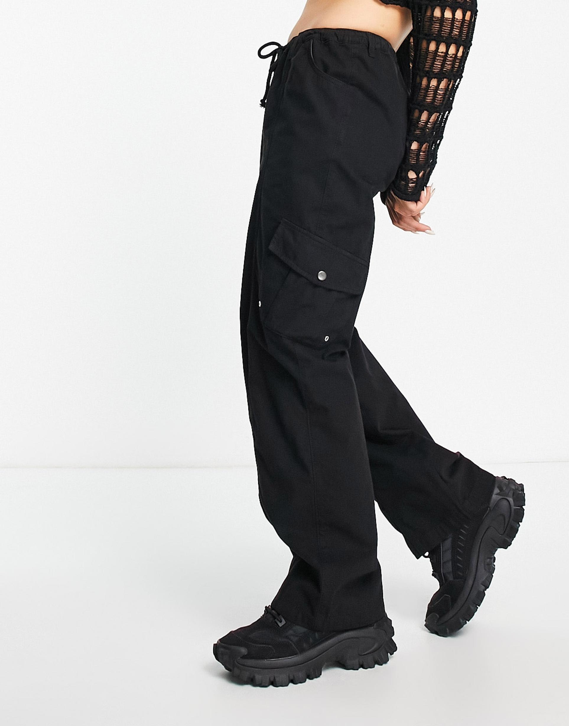 Reclaimed Vintage low rise cargo trouser in washed black view 2
