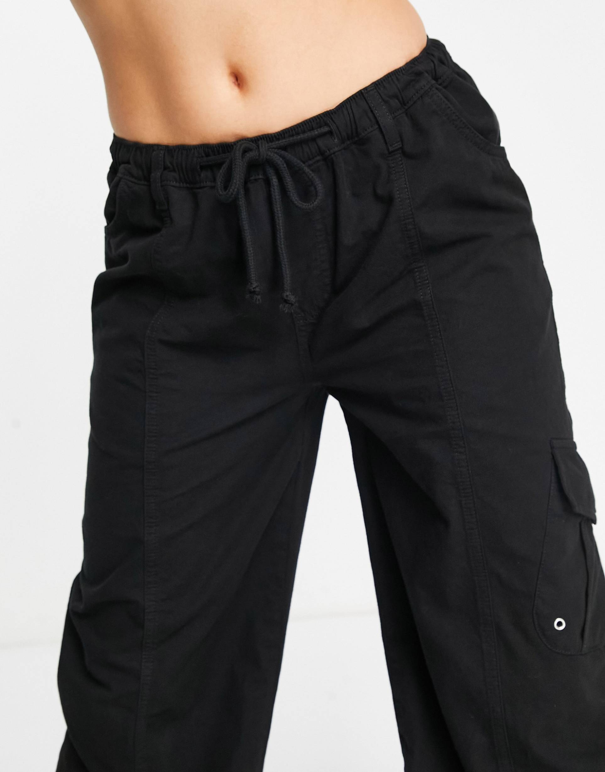 Reclaimed Vintage low rise cargo trouser in washed black view 4