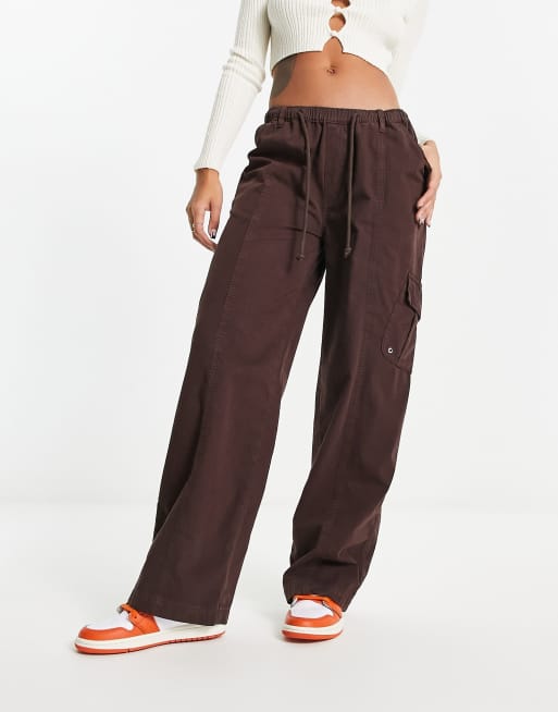 Reclaimed Vintage low rise cargo trouser in washed brown ASOS