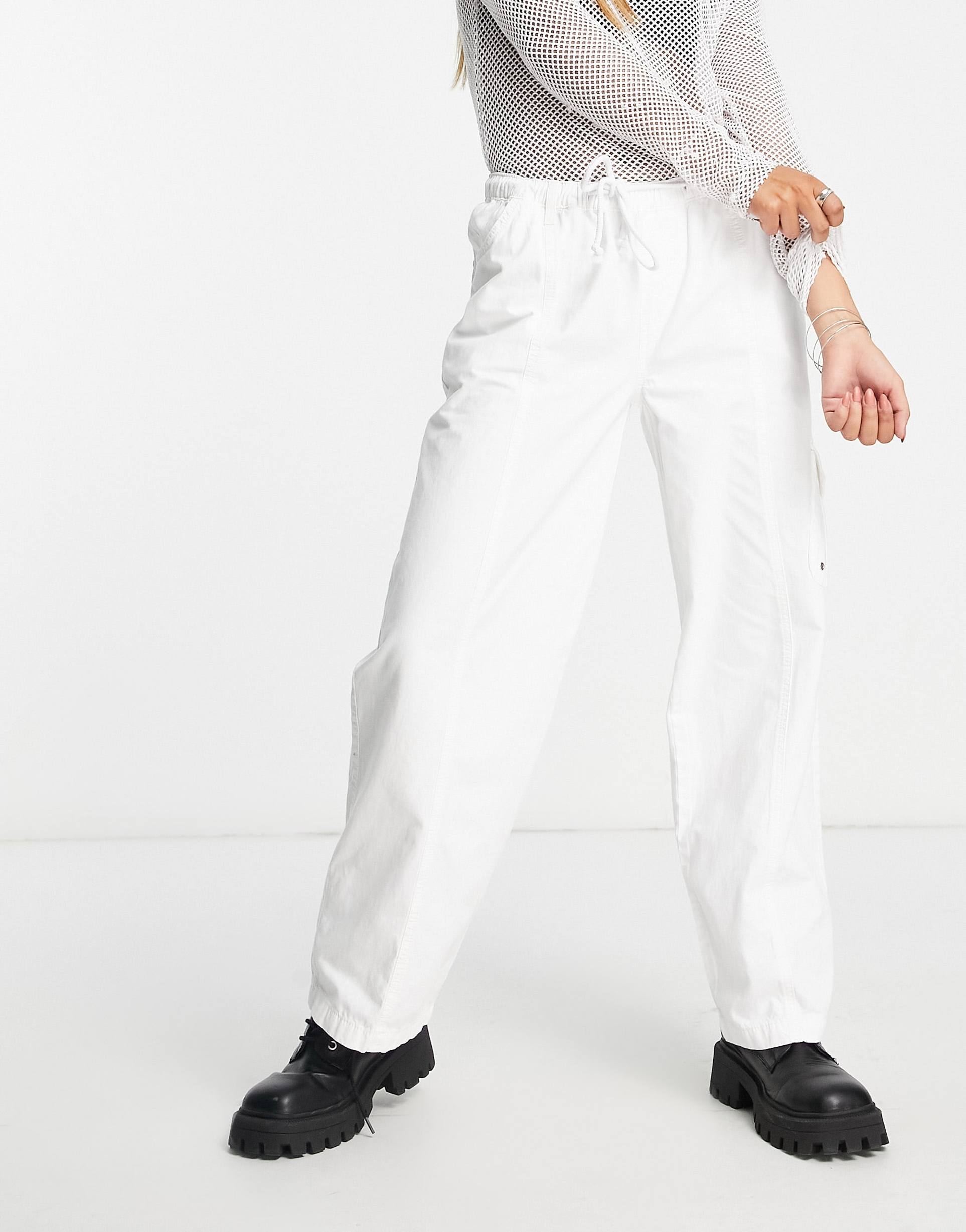 Reclaimed Vintage low rise cargo trouser in white