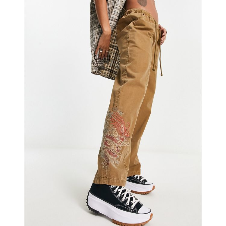 Miss Me Dragon Embroidered Gem Cargos