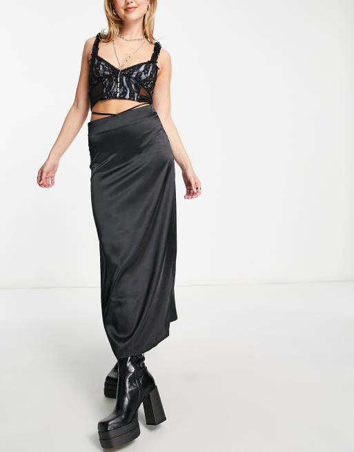 Vintage satin sales midi skirt