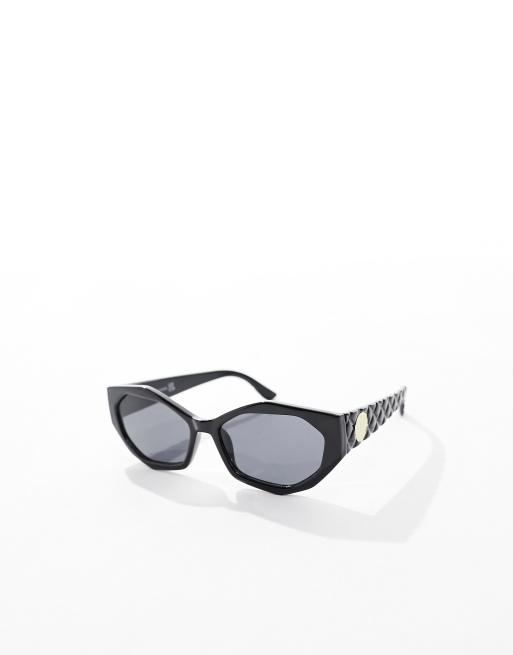 Reclaimed Vintage - Lunettes de soleil carrées à monture yeux de chat - Noir, 4 de 4