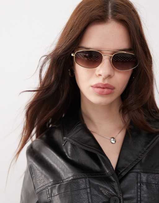 Reclaimed Vintage Lunettes de soleil unisexes à monture fine