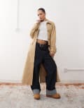[Reclaimed Vintage] Reclaimed Vintage mac trench with belt and cape detail in beige-Multi 16 Beige