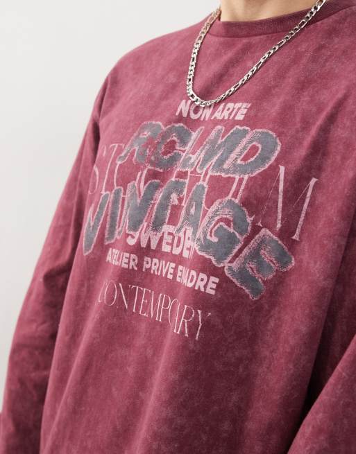 Reclaimed Vintage - Maglietta a maniche lunghe bordeaux, 2 di 4