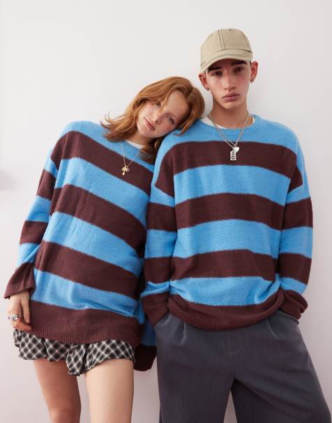Reclaimed Vintage - Maglione blu e marrone a righe - view 1
