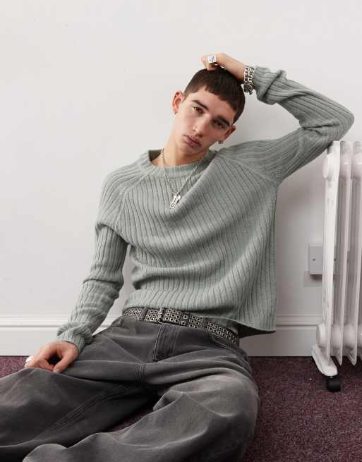 Reclaimed Vintage - Maglione grigio a coste inglesi