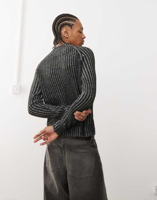 Reclaimed Vintage - Maglione nero a pieghe a maniche lunghe, 4 di 4