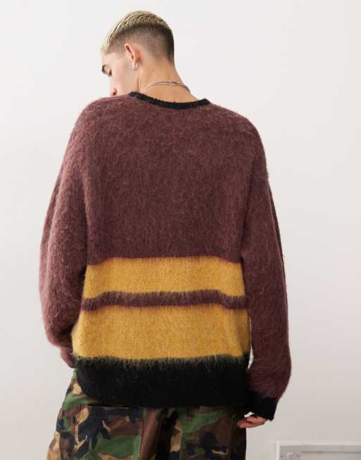Reclaimed Vintage - Maglione unisex marrone con logo stile college, 3 di 4