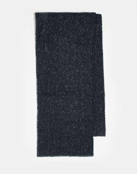 Reclaimed Vintage – Marinblå, ribbstickad halsduk i unisex-modell - view 1