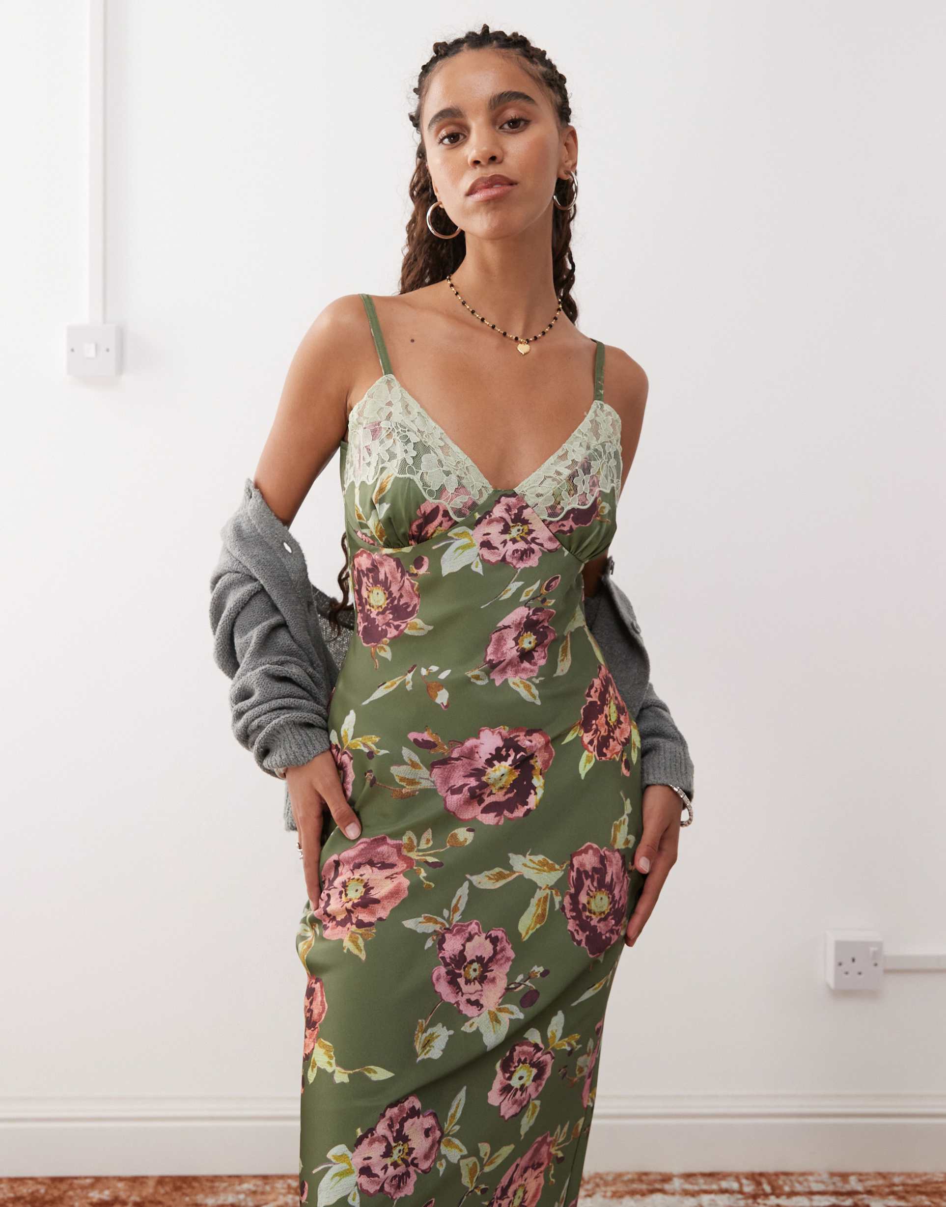 reclaimed vintage maxi cami dress in floral print