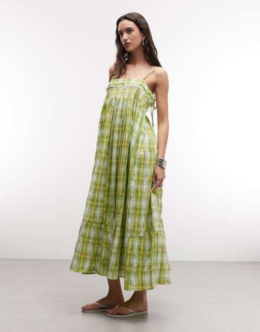 green and white check dress Green Checkmate Dress main image 1