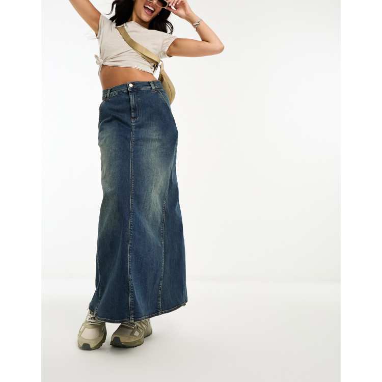 Reclaimed Vintage maxi denim skirt in blue