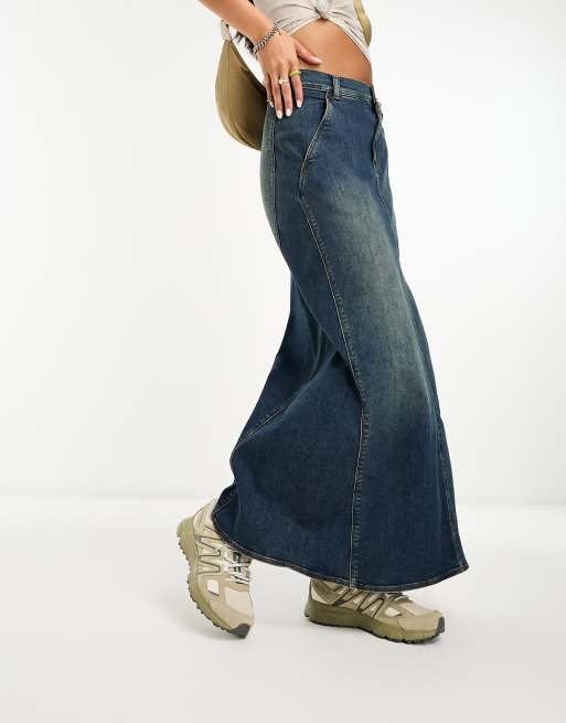 Maxi denim skirts vintage 2025