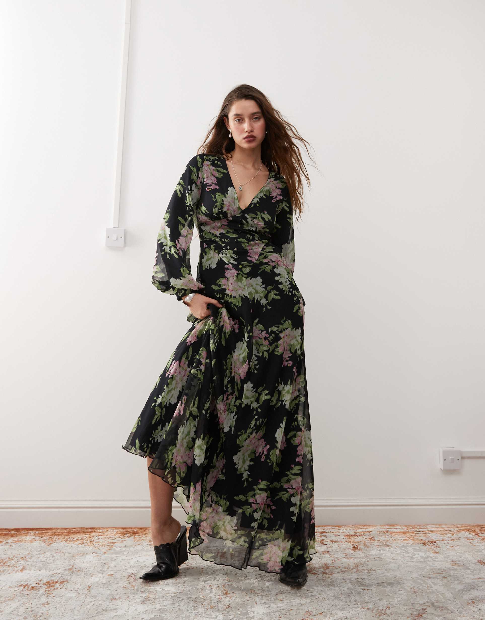 reclaimed vintage maxi dress in floral print