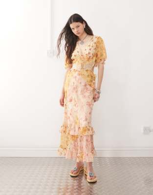 Reclaimed Vintage Maxi Dress With Cutout Detail In Multi