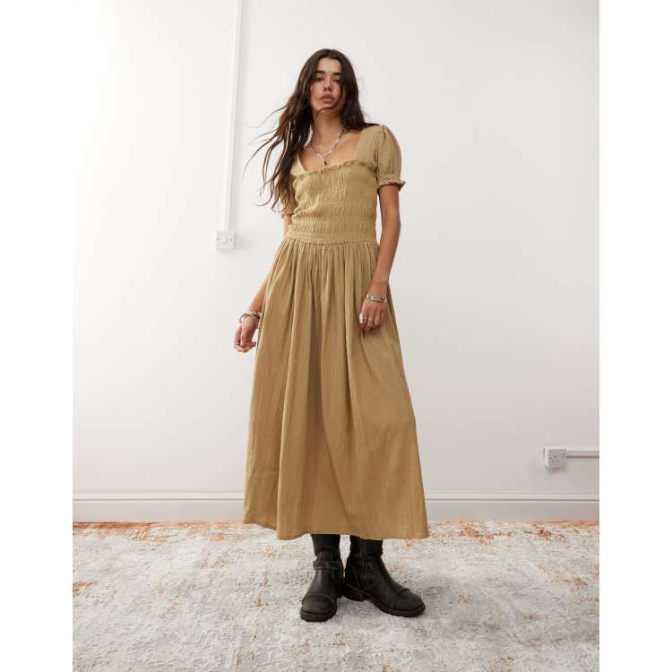 beige vintage dress Bella Silk Dress