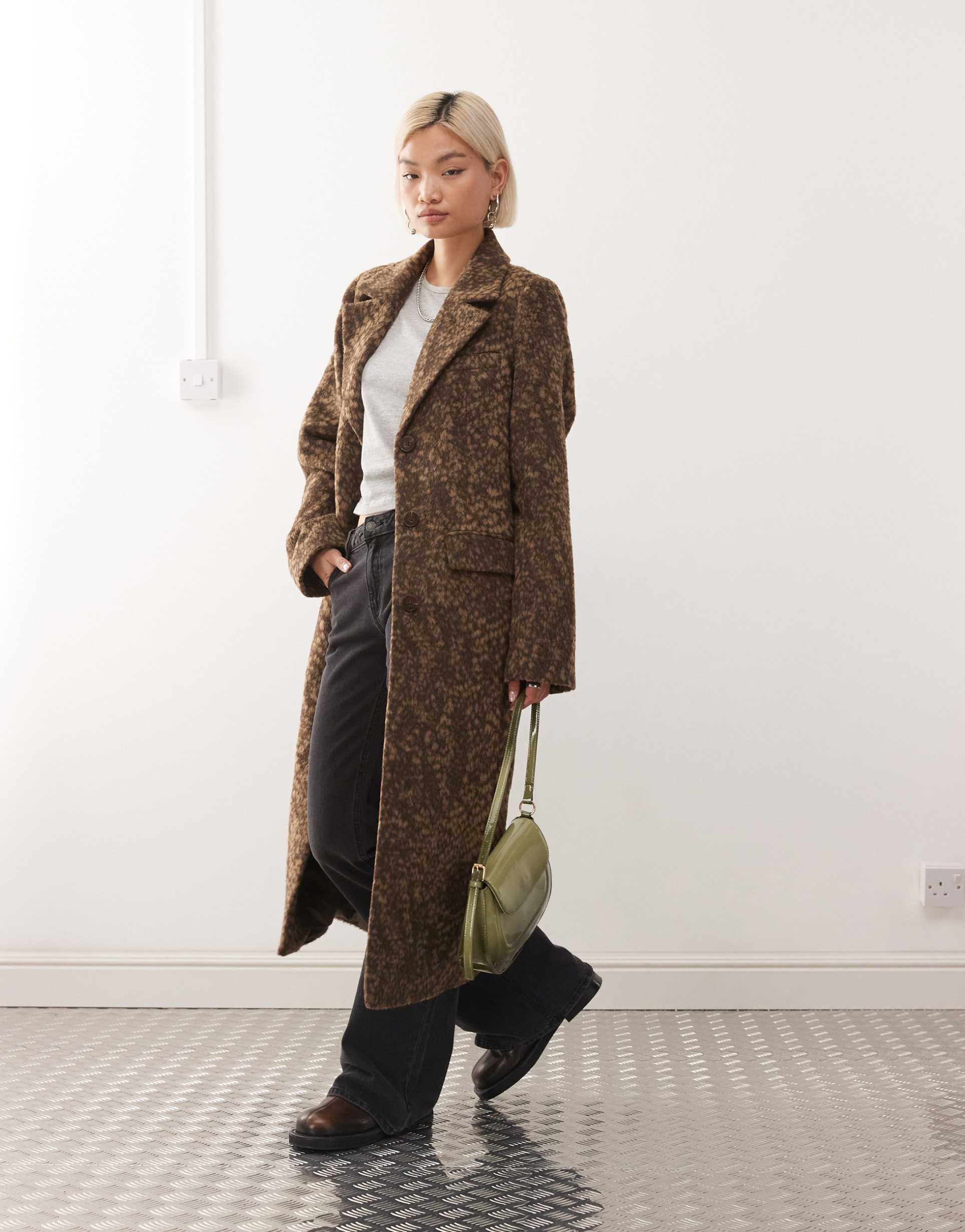 reclaimed vintage maxi duster coat in deer animal print
